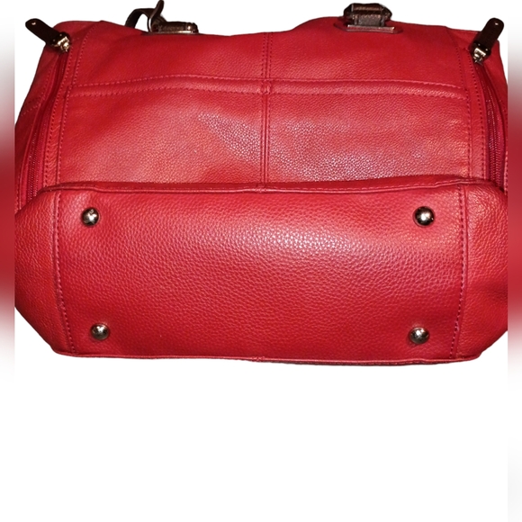 Tignanello Purse Red/Brown Leather Shoulder/hand bag Satchel attached log tag - Picture 3 of 12